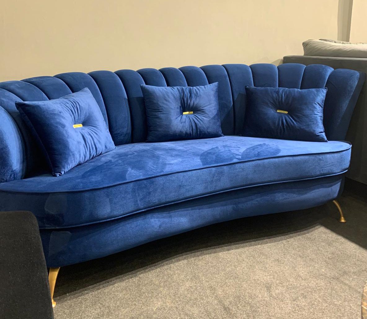 Royal Blue 3 Seat Sofa-SoUnique.PK